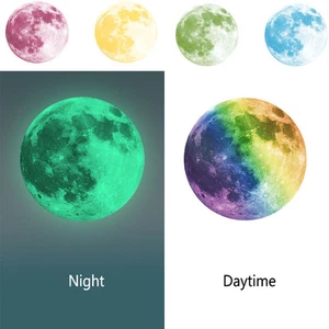 Vollmond Wandtattoo Mond Sticker Aufkleber 20-30-50cm leuchtend fluoreszierend - Picture 1 of 10