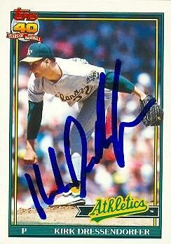 Kirk Dressendorfer autographed baseball card 1991 Topps Traded #35T Rookie - Image 1 of 1
