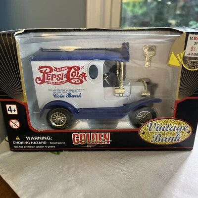 Camión de reparto Pepsi-Cola 1997 Golden Wheel vintage Coin Bank #31402 nuevo de stock Foto 1 de 4
