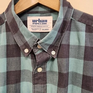 Urban Pipeline Shirt Mens 2XL Teal Plaid Short Sleeve - Picture 1 of 13