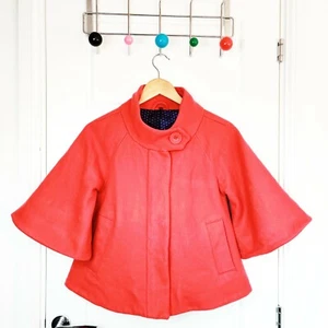 Ted Baker Girls Coral Wool Cashmere Blend Bell Sleeve Coat 60s Style 13 Years - Picture 1 of 12