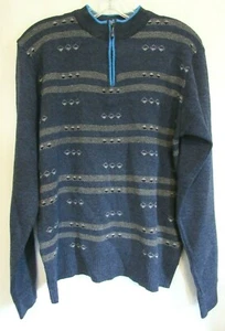 Autobahn Golf Sport Blue Striped 1/4 Zip Long Sleeve Sweater Size Large EUC - Imagen 1 de 4