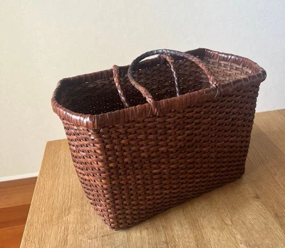 Bolso de Mano Dragon Diffusion Cuero Marrón Tejido Bolso Cesta Estilo Trenzado Usado Foto 1 de 4