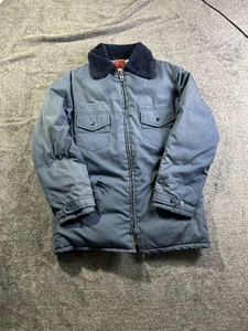 Vintage Workwear Jacke Herren groß blau isoliert Sherpa Kragen Talon Zip 80er - Bild 1 von 9