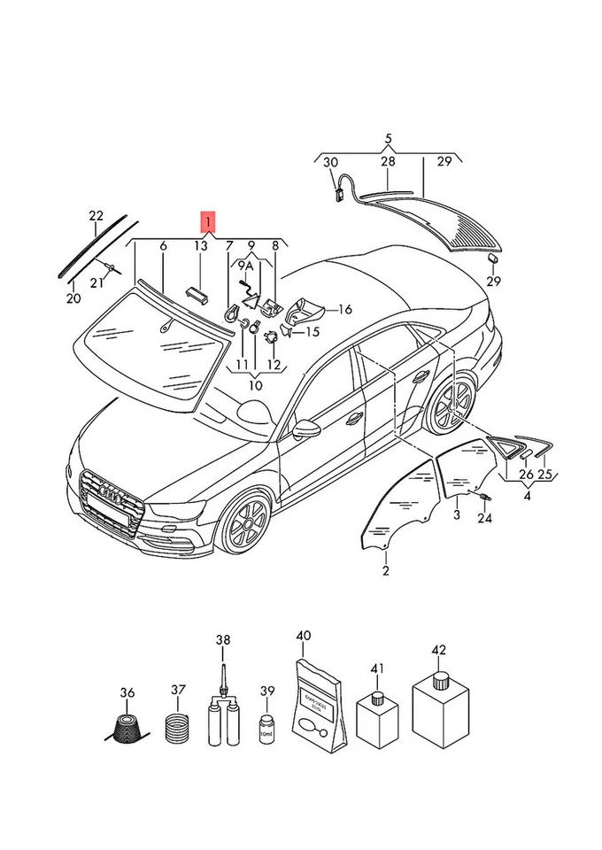 Genuine AUDI A3 S3 Sportback Lim. quattro. Sportb. windscreen 8V5845099JNVB - Image 1 of 1