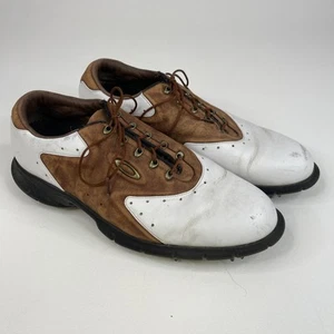 Oakley Golf Shoes Mens Size 12 White Brown Soft Spikes Athletic Sneakers - Picture 1 of 5