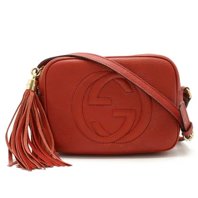 Gucci Soho Small Disco Tassel Fringe Shoulder Bag Pochette Crossbody Leather Red - Image 1 of 4
