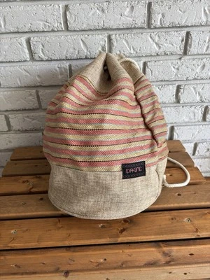 DAKINE Striped Tweed Bucket Bag Backpack Boho Beachy Festival Coastal  - Image 1 of 4
