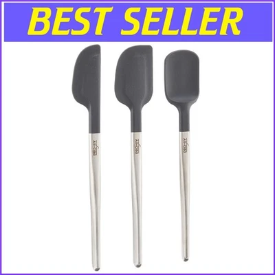 Stylish Stainless Steel & Silicone Kitchen Tool Set: Spatula, Spoonula, Scraper - Image 1 of 4