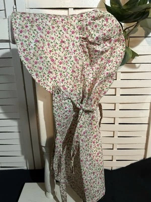 tea stained primitive cotton fabric bonnet prairie Pink Rose Calico - Image 1 of 2