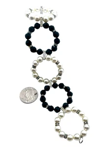 Fabelhaftes Vintage Vendome signiertes Armband mit Kunstperlen & schwarzen Kristallen - Bild 1 von 3