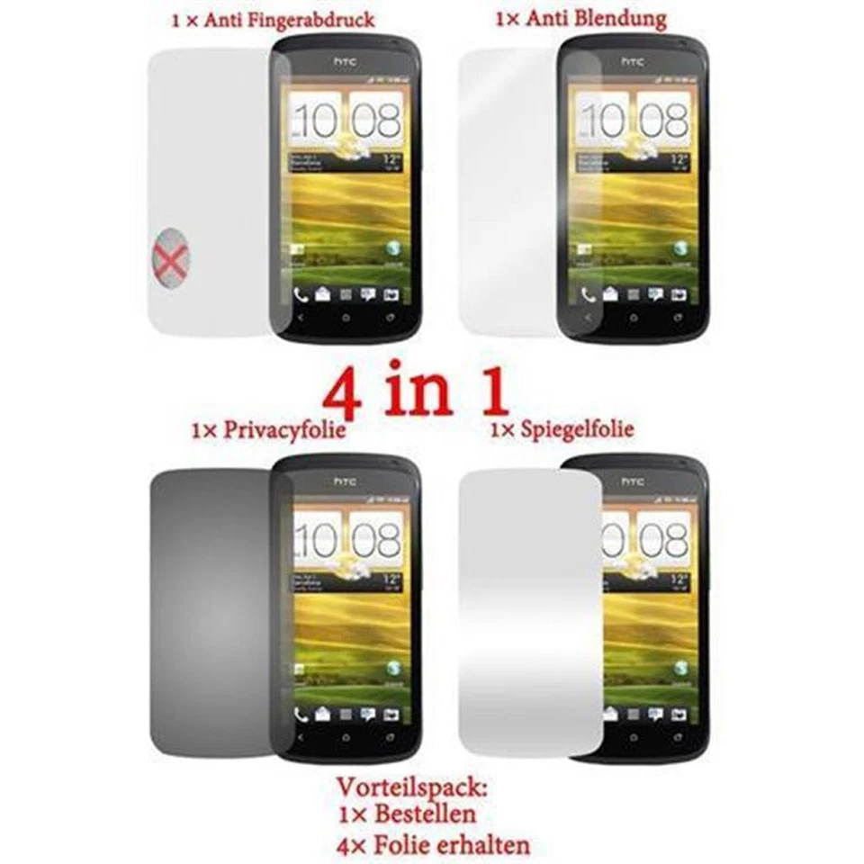 4x Protection Films for HTC One S Privacy Mirror Matt Fingerprint - Image 1 of 1