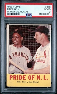 1963 Topps #138 WILLIE MAYS + STAN MUSIAL PSA 2 Good! Two all time greats! HOF - Picture 1 of 2