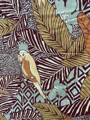 100% Cotton Tablecloth rectangle PARROTS 44 x 94 Home Table Cloth Leaves - Image 1 of 3