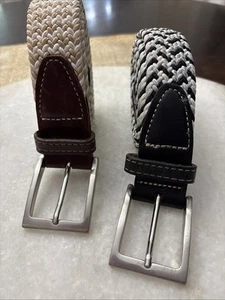 YRI Men’s Golf Belts Size XL woven  Black Gray White, Tan Made In USA LOT of 2 - Picture 1 of 12