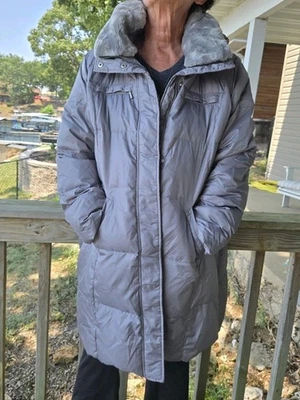 Abrigo Parka Michael Kors Mujer Plumón Puffer Capucha Desmontable Talla XL Gris Plateado  Foto 1 de 4