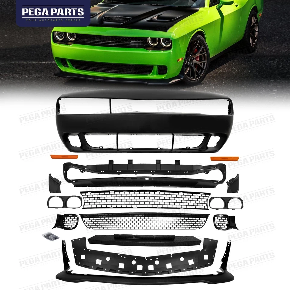 Fit for 2008-2014 Dodge Challenger Hellcat Style SRT Full Front Bumper Cover Kit - Image 1 of 4