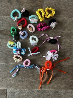 Винтажный 1980-х и 90-х годов хвост держатель Scrunchie лот из 12 ярких цветов персонаж - Изображение 1 из 4