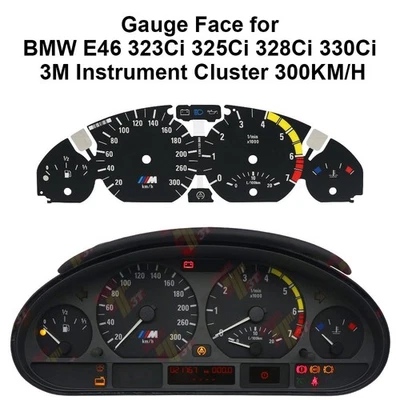 Cara de calibre para BMW E46 323Ci 325Ci 328Ci 330Ci 3M instrumento 300KM/H negro Foto 1 de 4