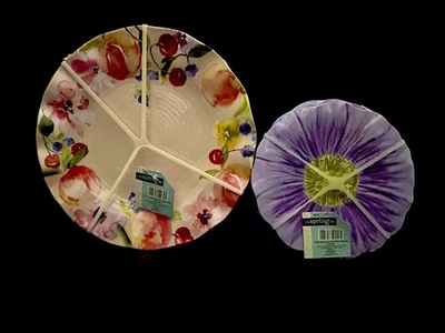 JUEGO DE 8 platos de postre para cena y ensalada de melamina vajilla fruta 4 diseños 11" nuevo con etiquetas Foto 1 de 4