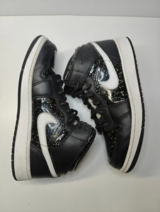 NIKE Jordan 1 mid black glitter 7Y - Pre-owned - Picture 1 of 6