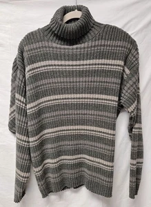 Bill Blass Menswear Long Sleeve Pullover Cotton Sweater Striped Green SZ L - Picture 1 of 5