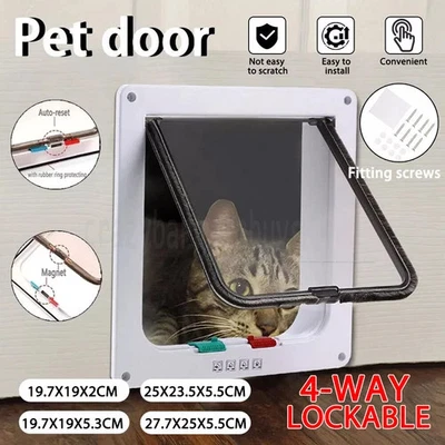4-Way Safe Lockable Locking Pet Cat Dog Door Brushy Flap Screen Size 24.4*20.3cm - Image 1 of 4