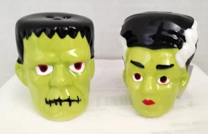 Frankenstein & Bride Halloween MINI Salt And Pepper Set Cracker Barrel  NEW - Picture 1 of 3