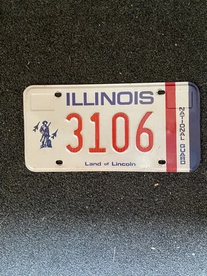 Illinois License Plate National Guard Veteran Military Four Digit 3106 Car Decor - Image 1 of 2
