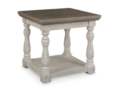 Havalance Farmhouse Square End Table with Floor Shelf, Vintage Gray & White w... - Image 1 of 4