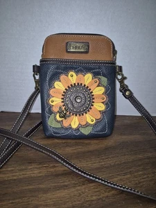 Mini Bandolera Cartera Chala Deslumbrante Imitación Cuero Girasol Marrón Marca - Imagen 1 de 5