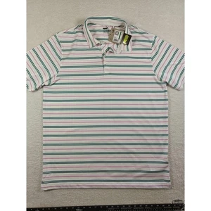 Puma Mattr Striper Golf Polo Shirt Men's Size Large White Lagoon $80 - Picture 1 of 10