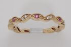 18K Rose Gold Diamonds And Pink Sapphires Stackable Anniversary Band #800