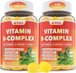 2 PACK Vitamin B Complex w/ 8 Greens Folate Gummies 120 Servings EXP 02/2027 - Picture 1 of 7
