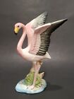 Vintage 1950s Pink Ceramic Flamingo Figurine Wings Spread 8"H