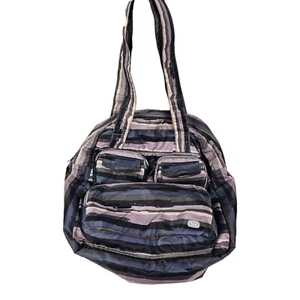 Lug Puddle Jumper Tote Bag Purple Blue Beige Stripe Lightweight Packable Folding - Picture 1 of 13