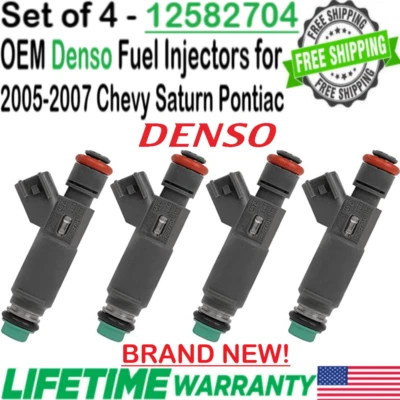 BRAND NEW Genuine Denso x4 Fuel Injectors for 2007 Saturn Sky 2.4L I4 #12582704 - Image 1 of 4