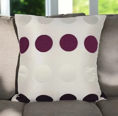 Purple & White Circle Cushion Covers 18x18" / 45x45cm Soft Home Decor - Image 1 of 4