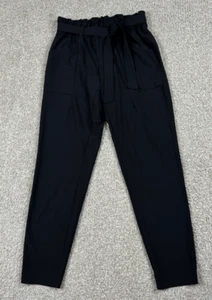 Athleta Pants Women 8 Tall Skyline Black Belted Tapered Stretch Pockets *29x31 - Picture 1 of 11