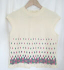 Vintage 50s 60?s Johnnye JR Sleeveless Women&#39;s Embroidered Wool Top Shell S/M