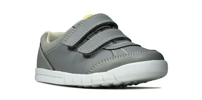 Clarks Kids Emery Sky Baby Boy's Grey Leather Shoes Toddlers 26146431 - Image 1 of 4