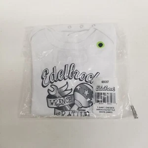 Edelbrock Racing Wrench & Rattle T-shirt One Piece, White, Size 24 Months, New - Picture 1 of 3