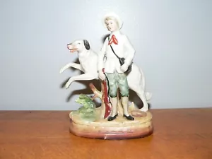 Vintage Porcelain 6" Hunter and Dog Figure 3484 Unknown Maker - Picture 1 of 5