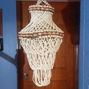 Vintage Seashell Decoration Cowrie Shell Nautical Beach Boho 24" - Picture 1 of 17