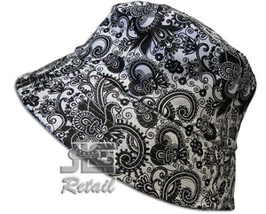 Faux Leather Bucket Hat Paisley Print PU Bucket Hat Unisex New - Picture 1 of 13