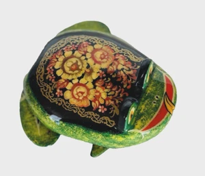 Signed Palekh Russian Lacquer Box Green Frog Hand Painted R3-8 (1) - Picture 1 of 7