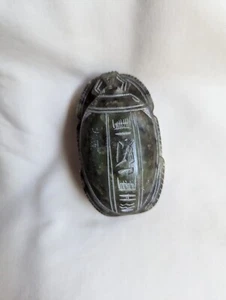 Vintage Soap Stone Scarab Hieroglyph-Style Carvings Paper Weight 3.75" - Picture 1 of 12
