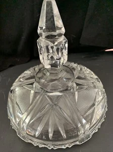 Vintage Oval Crystal Glass Candy Dish Lid Bohemian - Picture 1 of 4