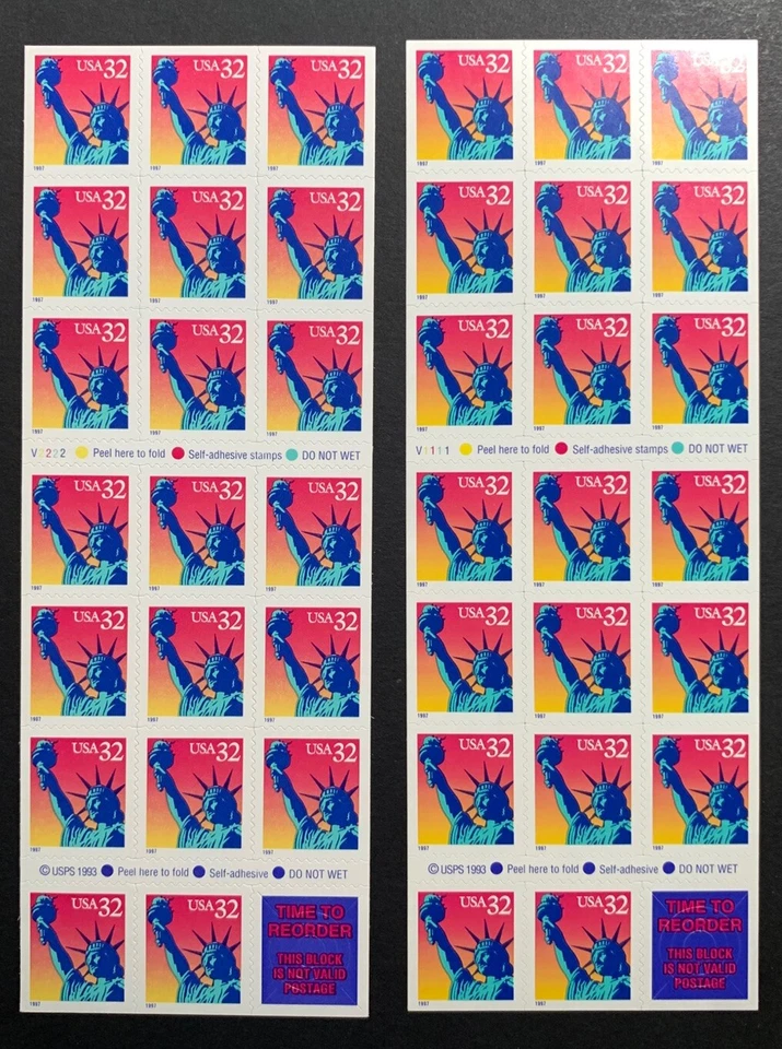 U.S. Stamps SC#3122a. Liberty Stamp. 32¢ Booklets of 20. P#V2222 +V1111 - Image 1 of 3