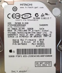 Hitachi HTS545032B9SA02 PN:0A79263 MLC:DA3031 655-1539E 2.5" 320gb Sata HDD - Picture 1 of 1